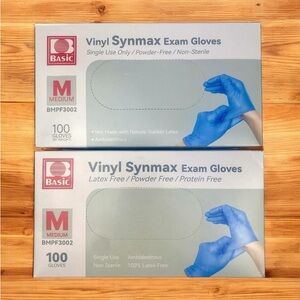 Basic Brand Vinyl Latex Synmax Latex Exam Gloves Medium 200 Gloves New